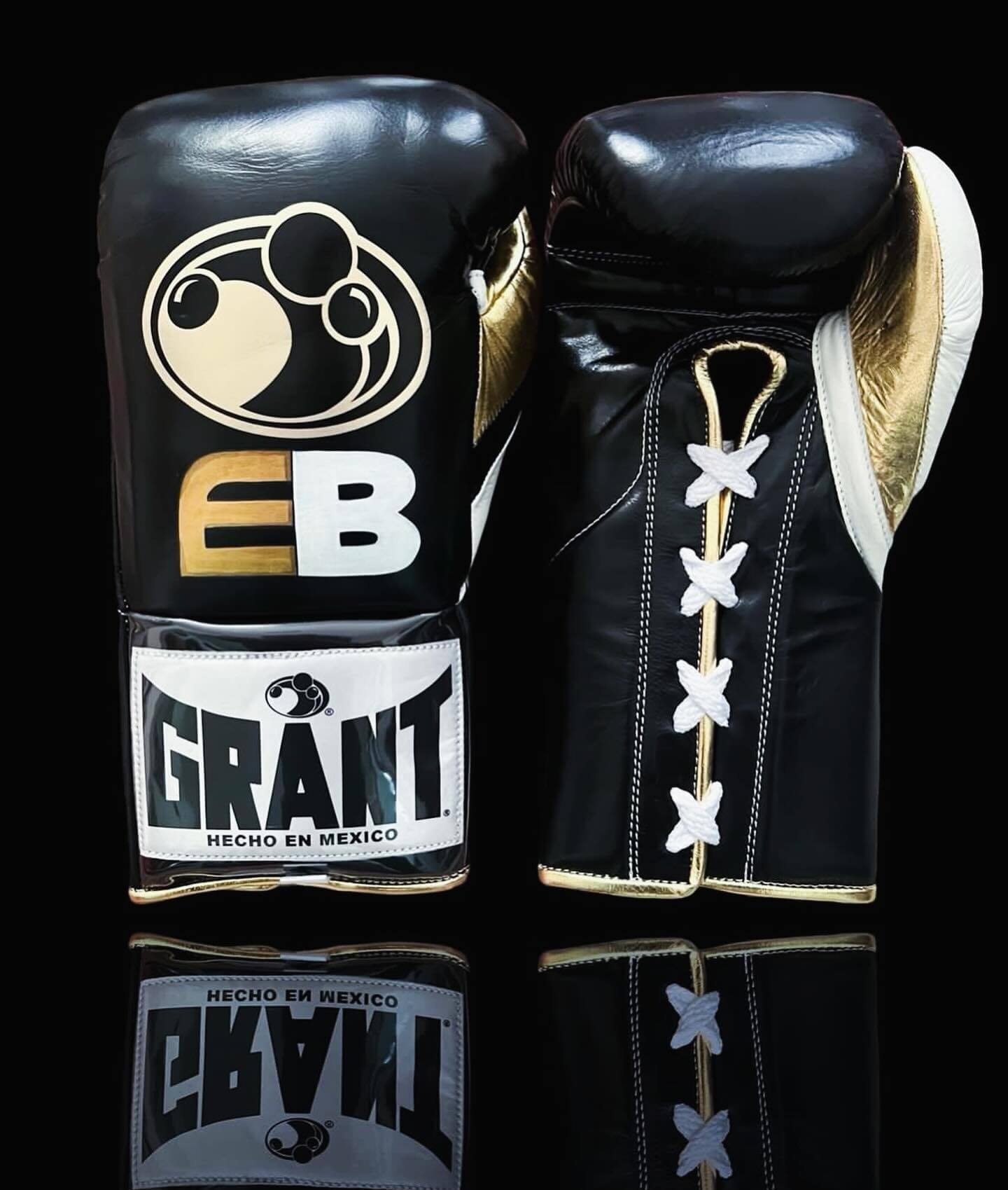 Grant Boxing Gloves in Black/Gold colorway - Professional Lace-Up training gloves