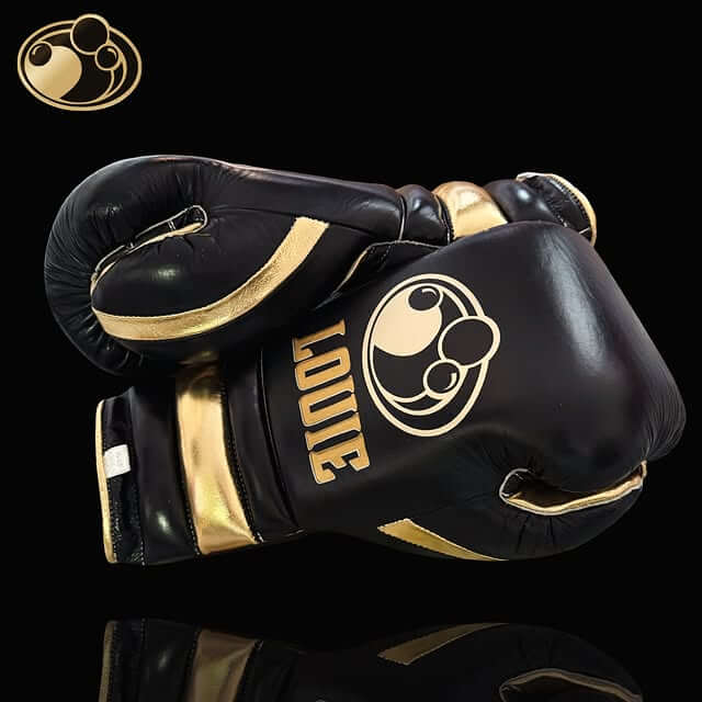 Grant Boxing Gloves in Black/Gold colorway - Professional Lace-Up training gloves