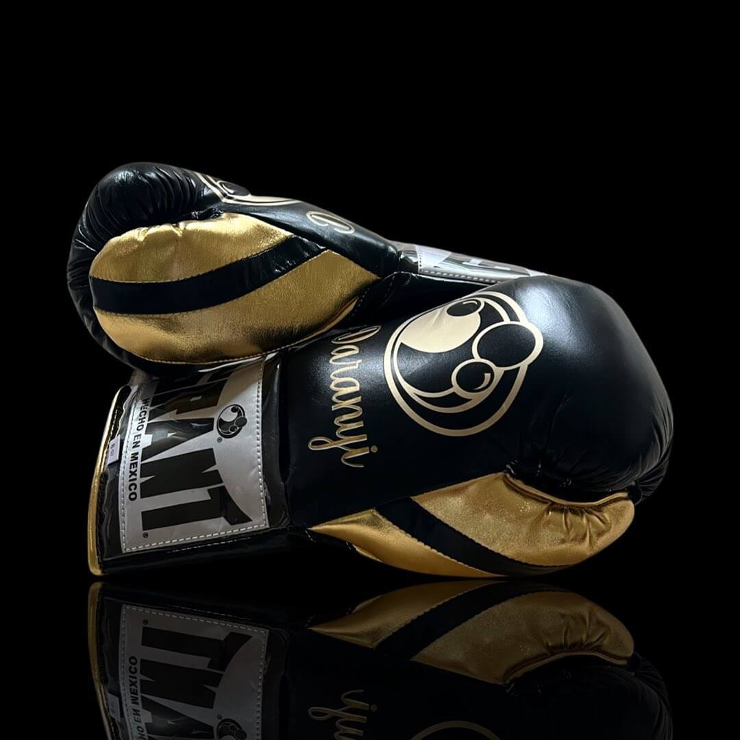 Grant Boxing Gloves in Black/Gold colorway - Professional Lace-Up training gloves