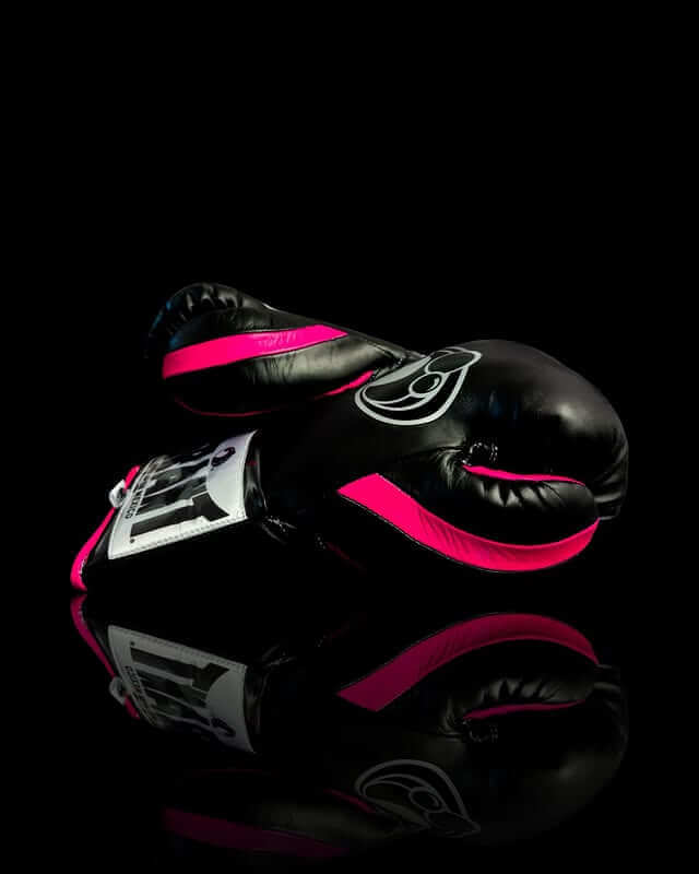 Grant Boxing Gloves in Black/Pink colorway - Professional Lace-Up training gloves
