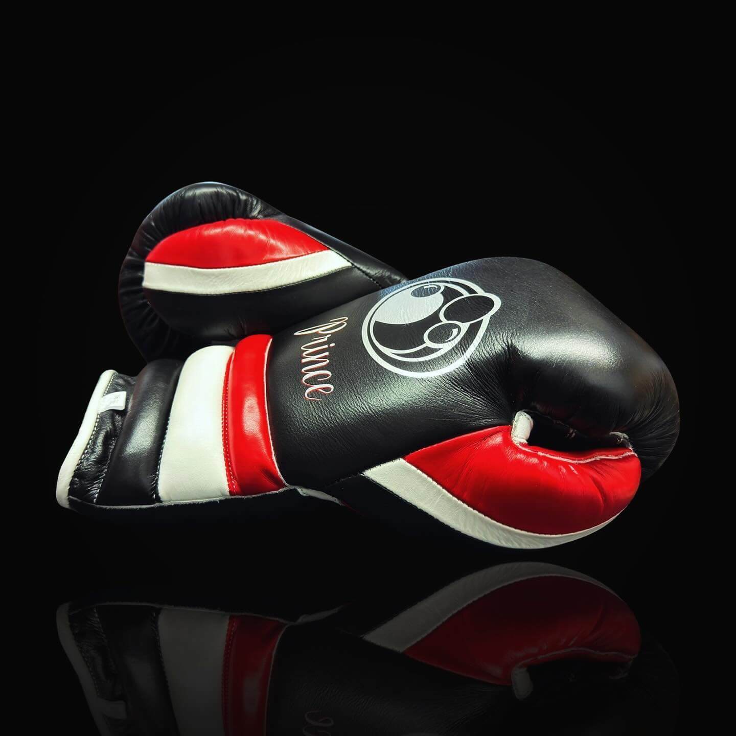 Grant Boxing Gloves in Black/White/Red colorway - Professional Lace-Up training gloves