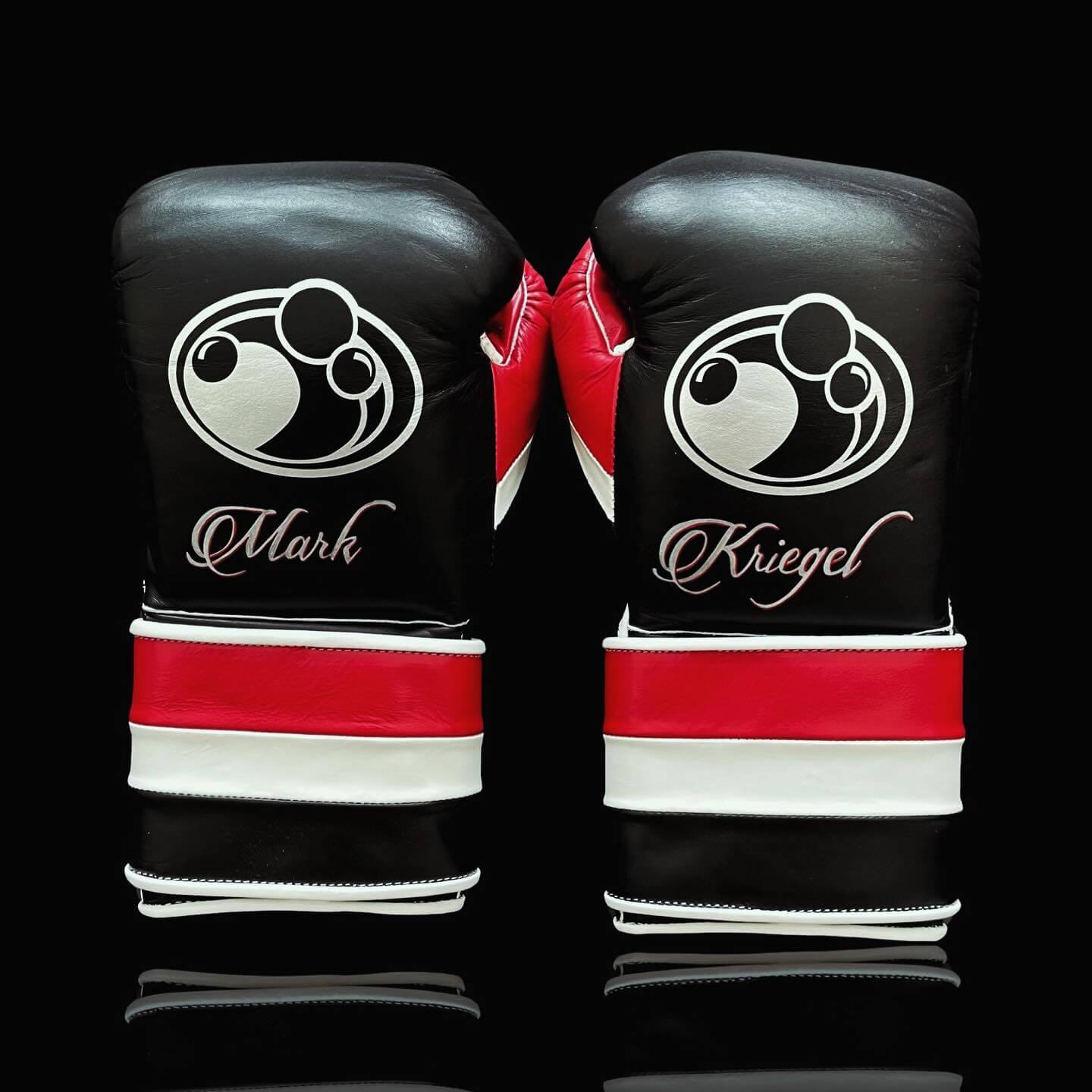 Grant Boxing Gloves in Black/Red/White colorway - Professional Velcro training gloves