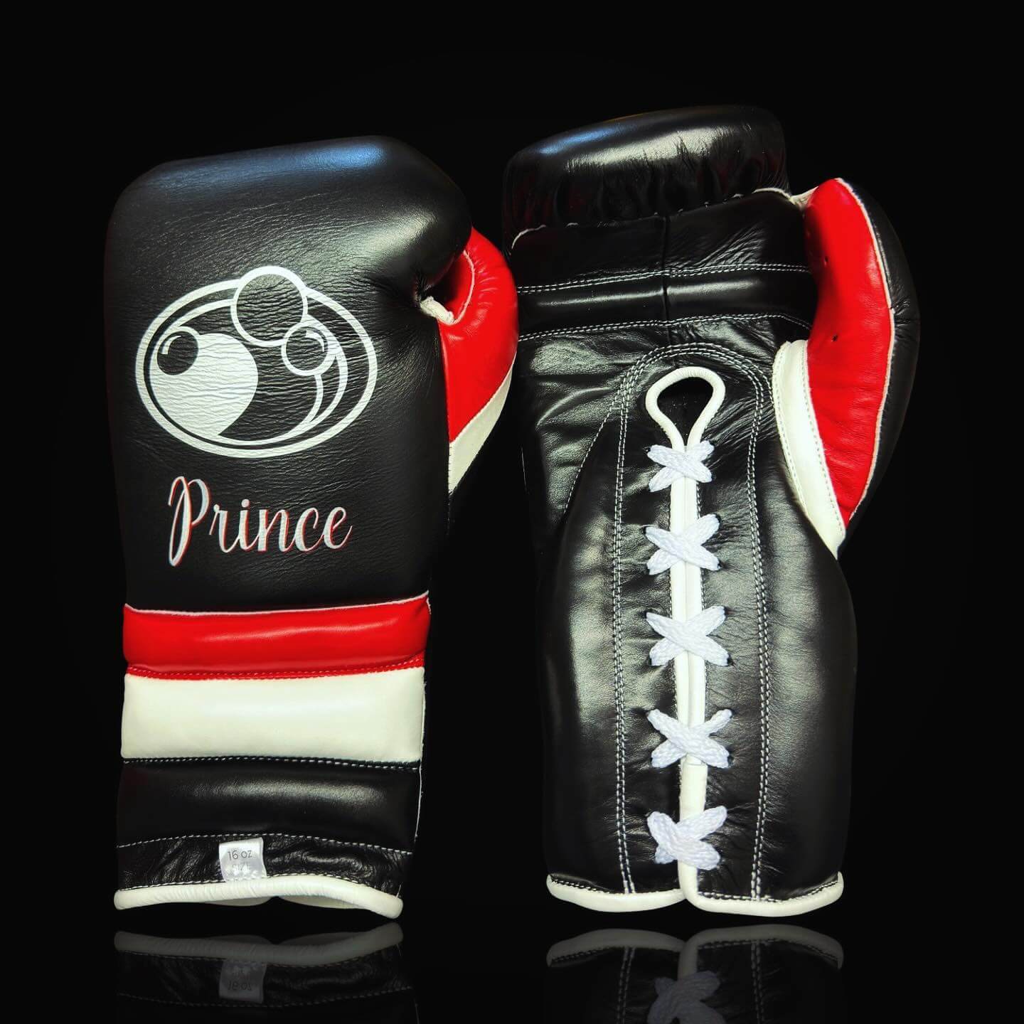 Grant Boxing Gloves in Black/White/Red colorway - Professional Lace-Up training gloves