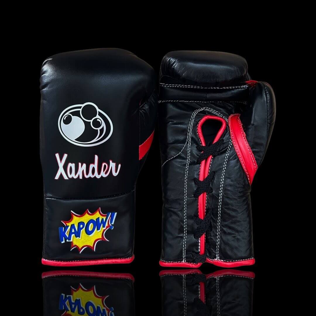 Grant Boxing Gloves in Black/Red colorway - Professional Lace-Up training gloves