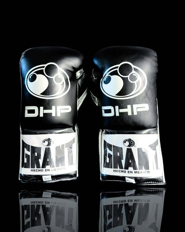Grant Boxing Gloves in Black/Silver colorway - Professional Lace-Up training gloves
