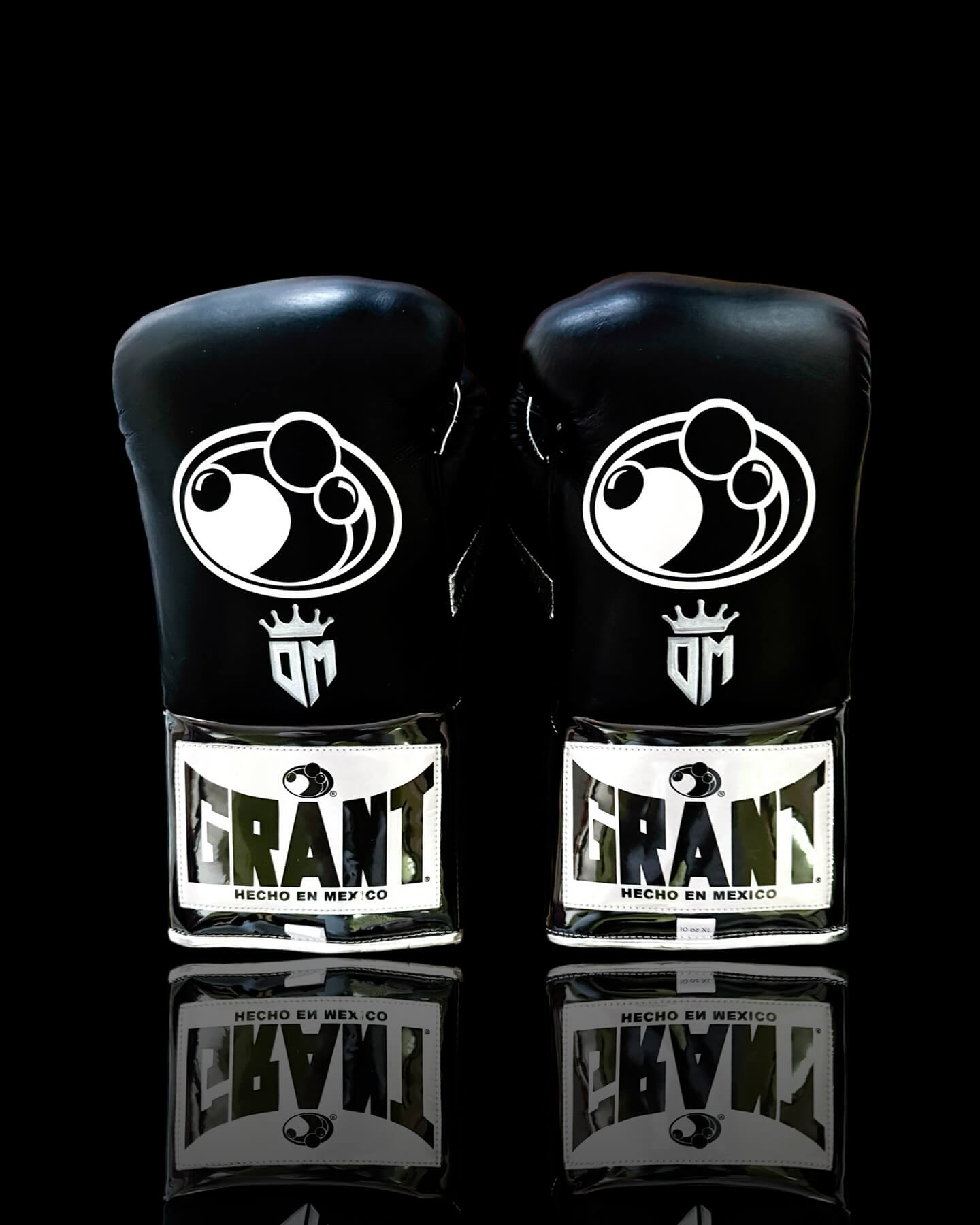 Grant Boxing Gloves in Black/Silver colorway - Professional Lace-Up training gloves