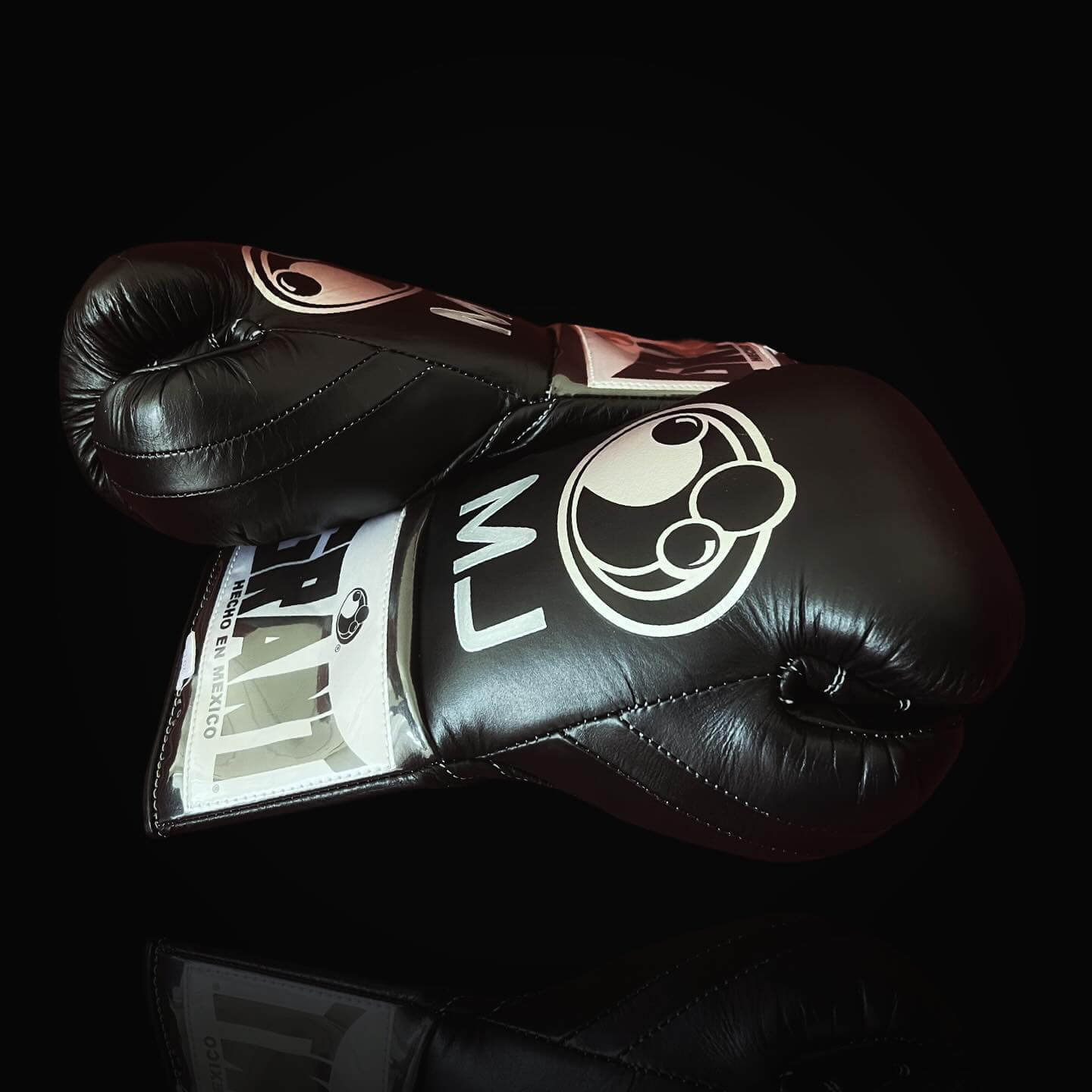 Grant Boxing Gloves in Black/Silver colorway - Professional Lace-Up training gloves