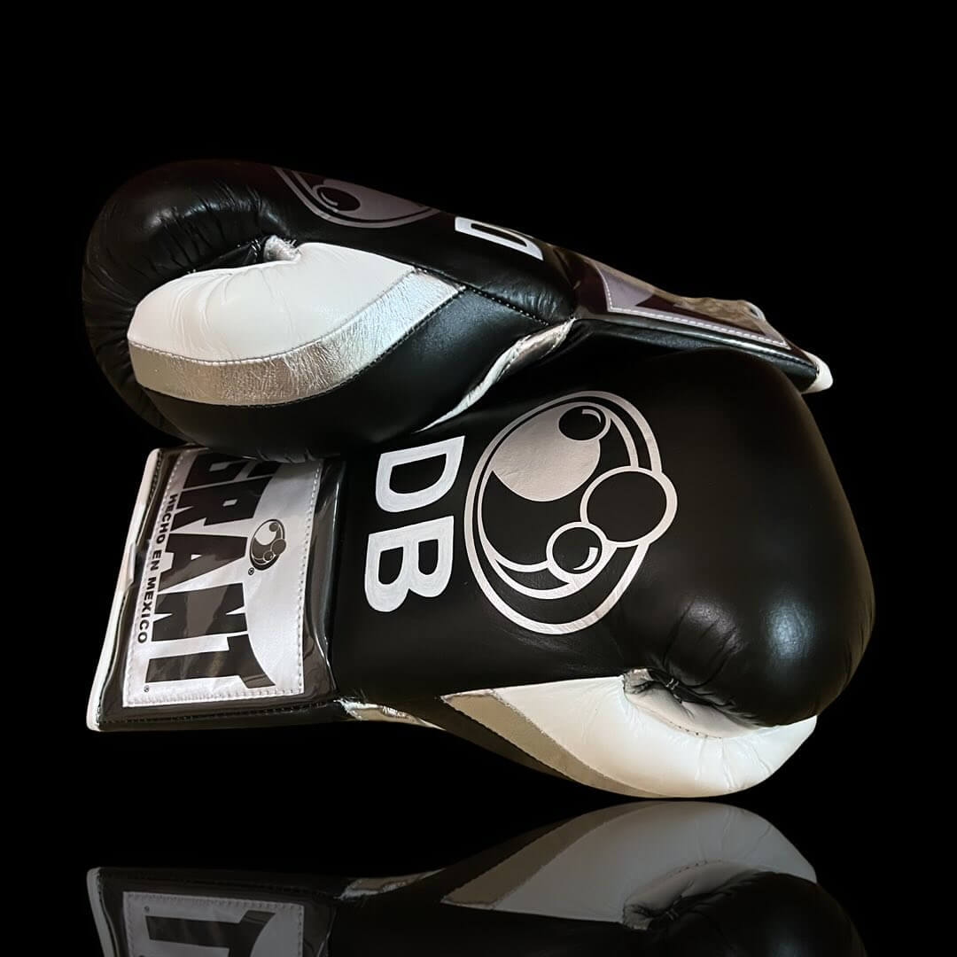 Grant Boxing Gloves in Black/Beige/White colorway - Professional Lace-Up training gloves