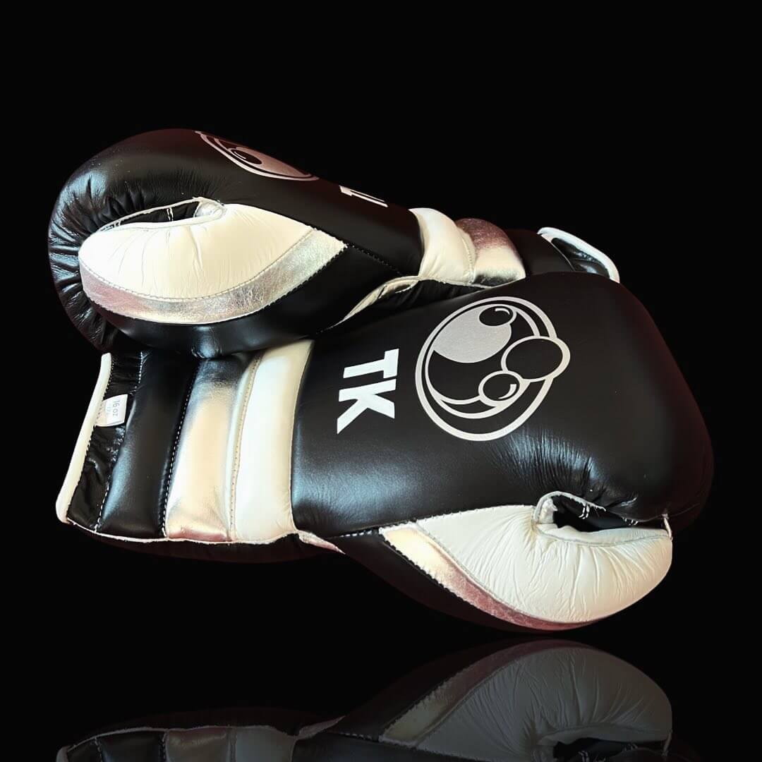 Grant Boxing Gloves in Black/Beige/White colorway - Professional Lace-Up training gloves