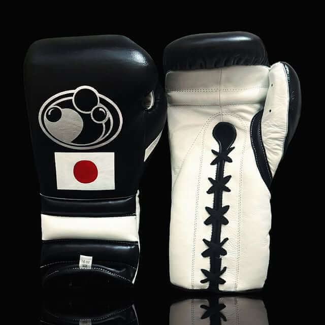 Grant Boxing Gloves in Black/White colorway - Professional Lace-Up training gloves