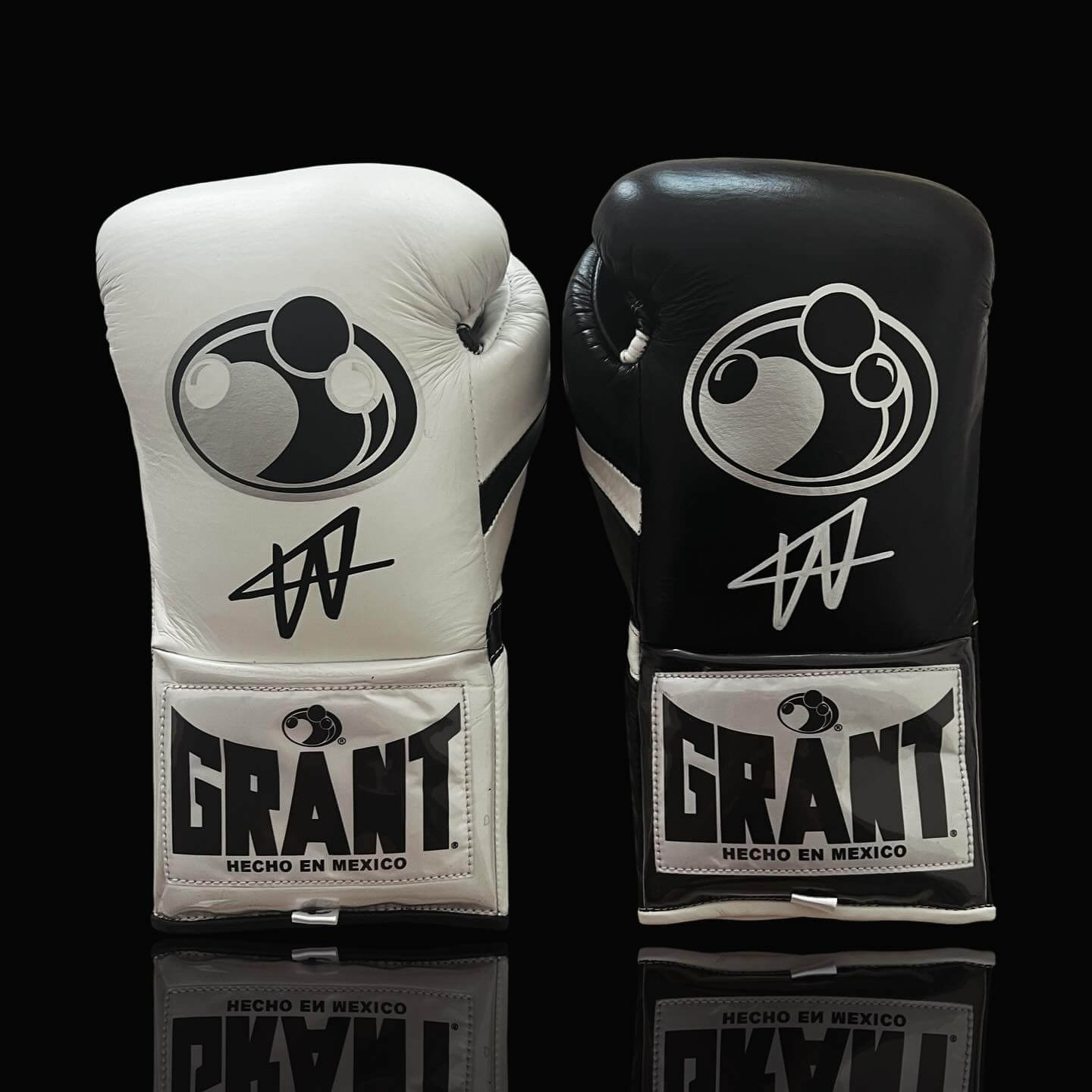 Grant Boxing Gloves in Black/White colorway - Professional Lace-Up training gloves