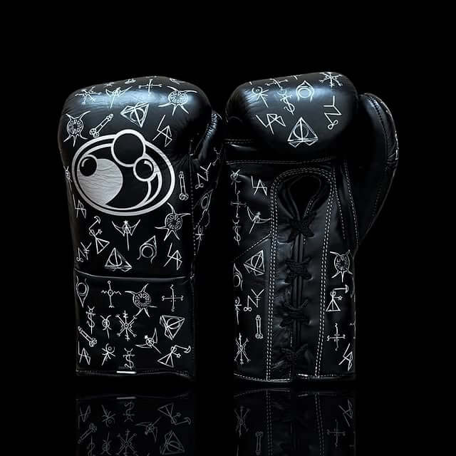 Grant Boxing Gloves in Black/White colorway - Professional Lace-Up training gloves