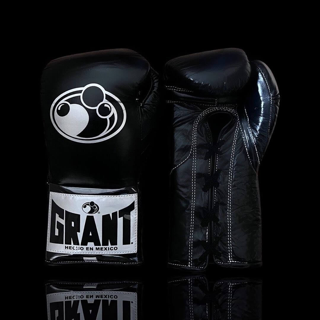 Grant Boxing Gloves in Black colorway - Professional Lace-Up training gloves
