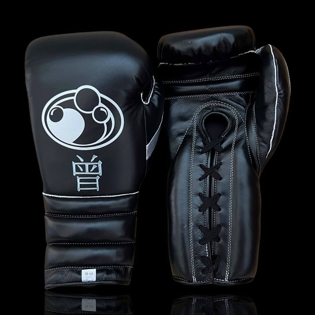 Grant Boxing Gloves in Black colorway - Professional Lace-Up training gloves