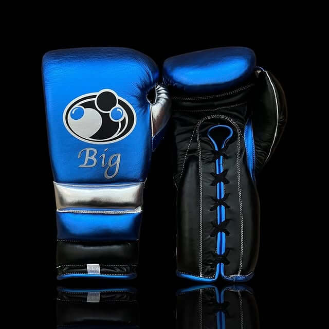 Grant Boxing Gloves in Blue/Black/Silver colorway - Professional Lace-Up training gloves