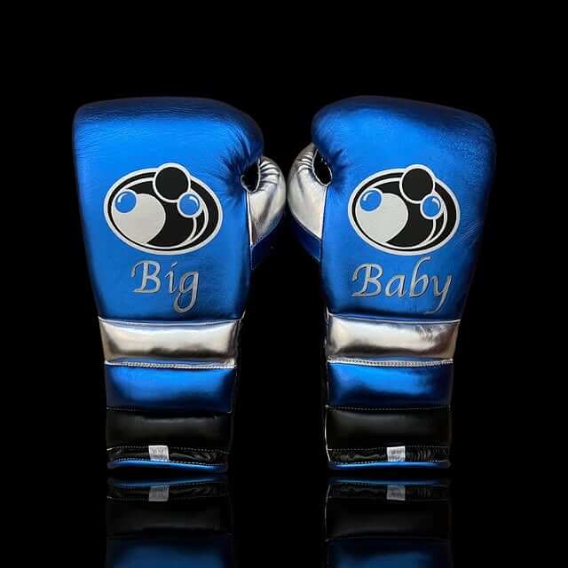 Grant Boxing Gloves in Blue/Black/Silver colorway - Professional Lace-Up training gloves