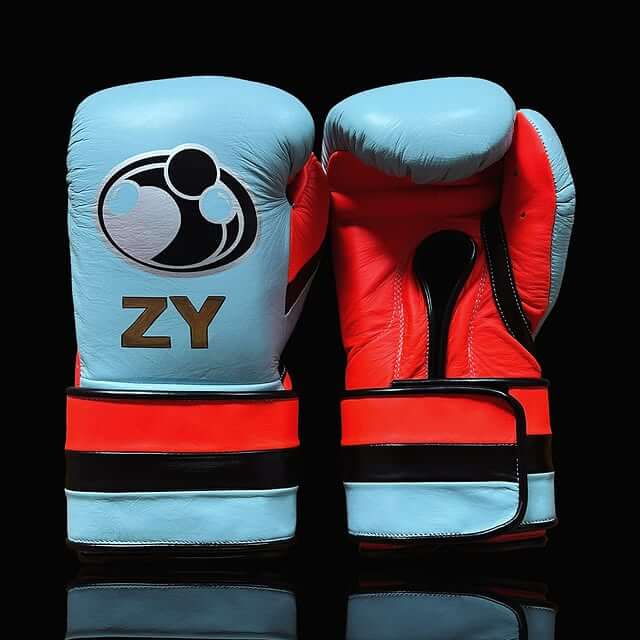 Grant Boxing Gloves in Blue/Orange/Black colorway - Professional Lace-Up training gloves