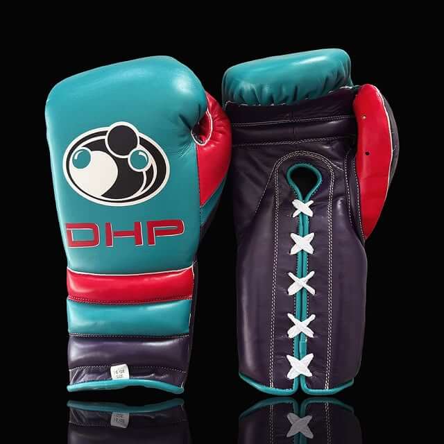 Grant Boxing Gloves in Blue/Purple/Red colorway - Professional Lace-Up training gloves