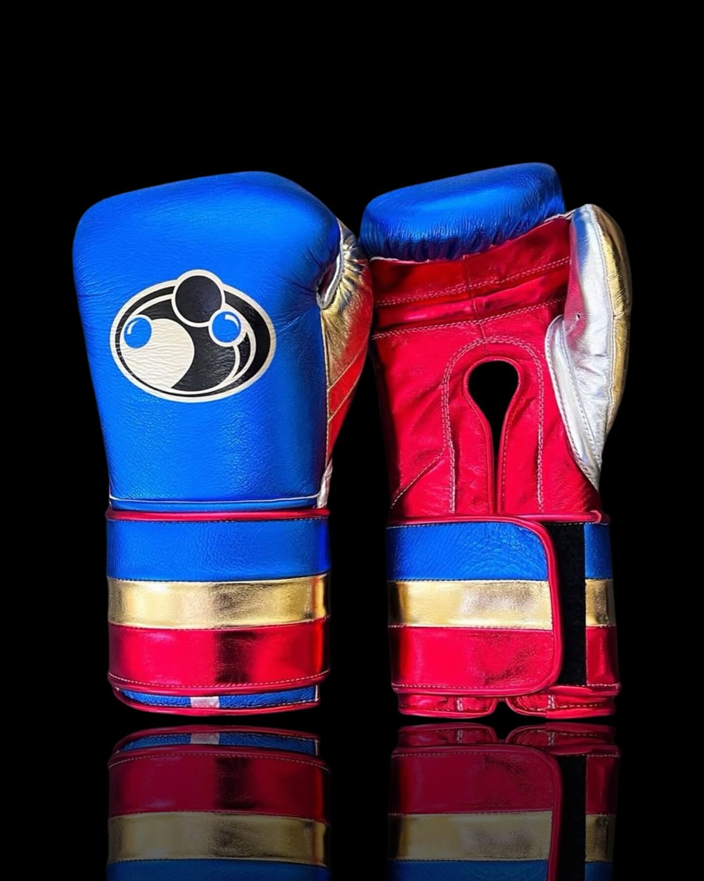 Grant Boxing Gloves in Blue/Red/Silver colorway - Professional Velcro training gloves