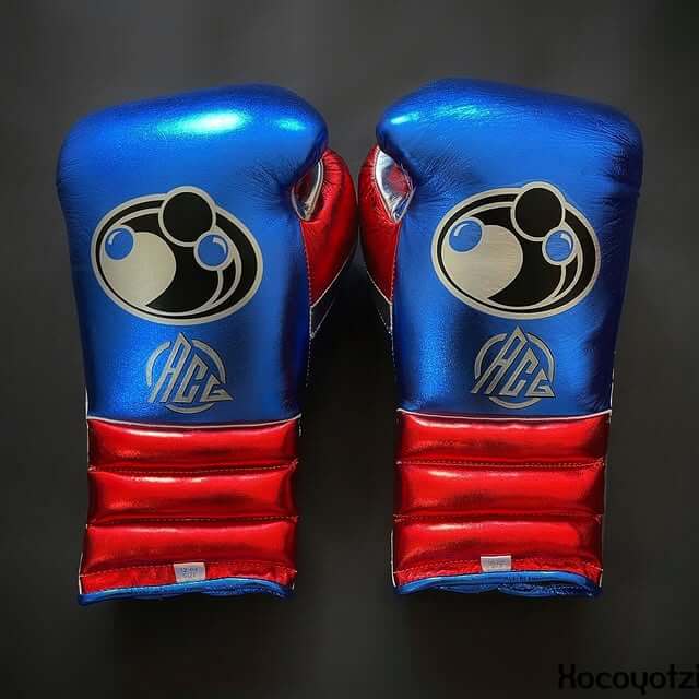 Grant Boxing Gloves in Blue/Red/Silver colorway - Professional Lace-Up training gloves