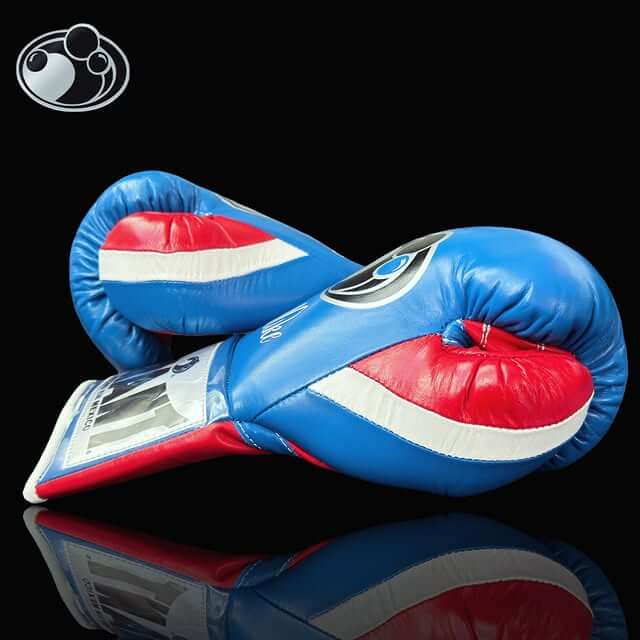 Grant Boxing Gloves in Blue/Red/White colorway - Professional Lace-Up training gloves