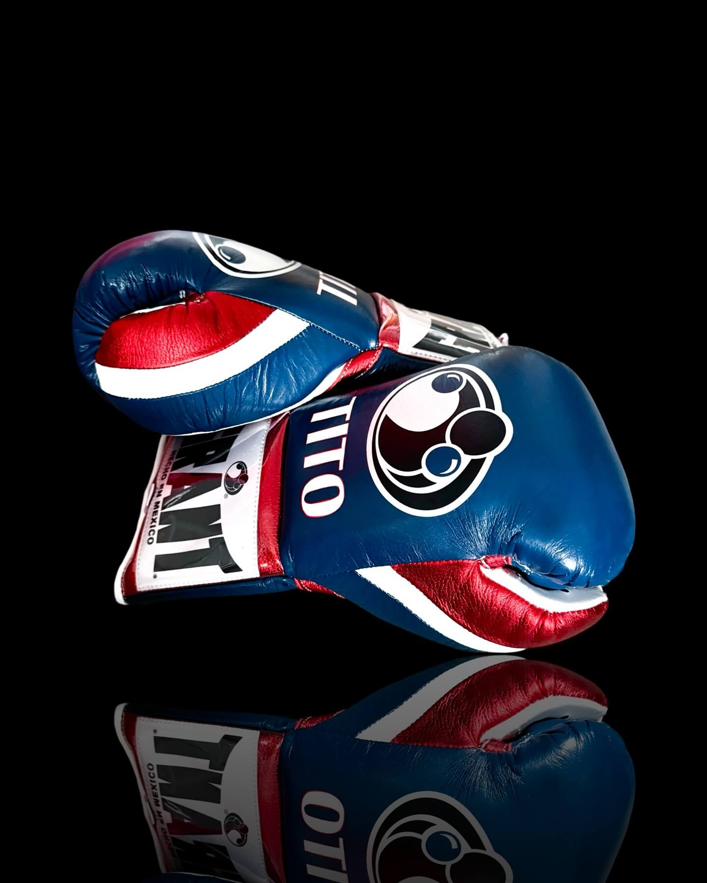 Grant Boxing Gloves in Blue/Red/White colorway - Professional Lace-Up training gloves