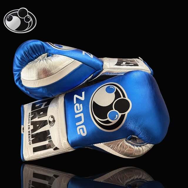 Grant Boxing Gloves in Blue/Silver colorway - Professional Lace-Up training gloves