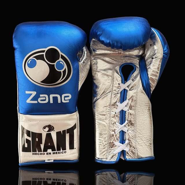 Grant Boxing Gloves in Blue/Silver colorway - Professional Lace-Up training gloves