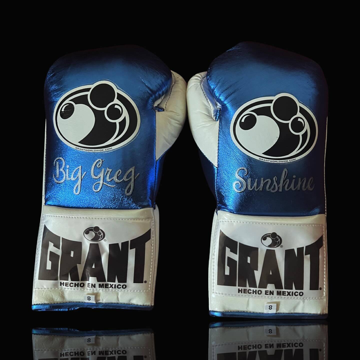 Grant Boxing Gloves in Blue/White colorway - Professional Lace-Up training gloves