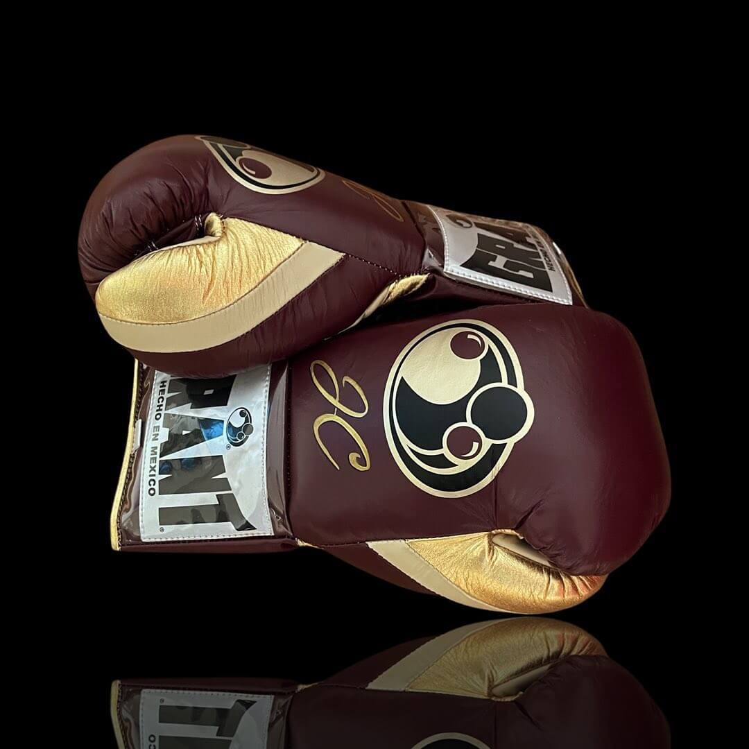 Grant Boxing Gloves in Brown/Beige/Gold colorway - Professional Lace-Up training gloves