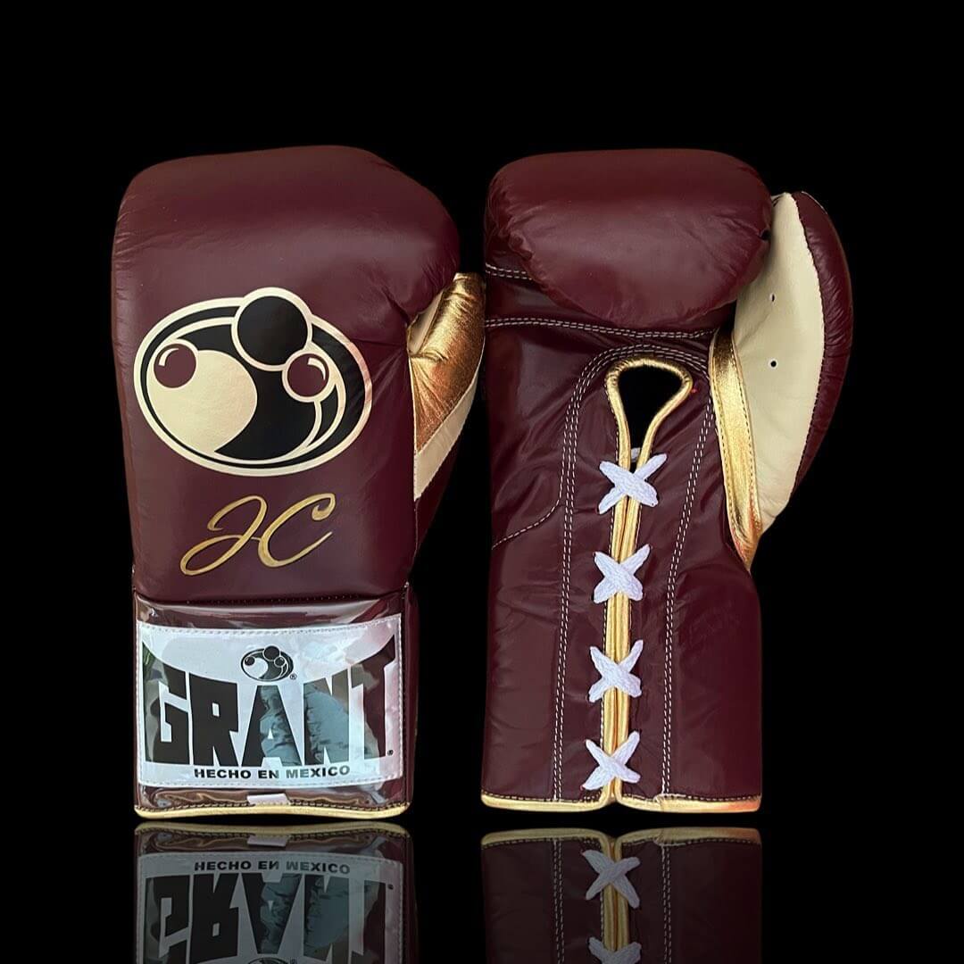 Grant Boxing Gloves in Brown/Beige/Gold colorway - Professional Lace-Up training gloves