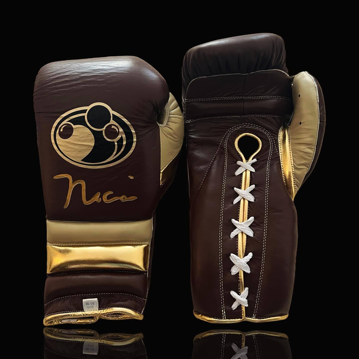 Grant Boxing Gloves in Brown/Beige/Gold colorway - Professional Lace-Up training gloves