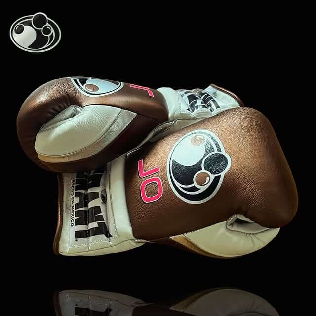 Grant Boxing Gloves in Brown/White colorway - Professional Lace-Up training gloves