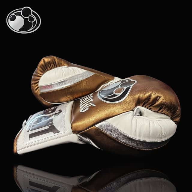 Grant Boxing Gloves in Brown/White colorway - Professional Lace-Up training gloves