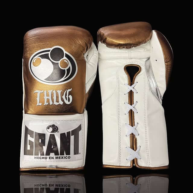 Grant Boxing Gloves in Brown/White colorway - Professional Lace-Up training gloves