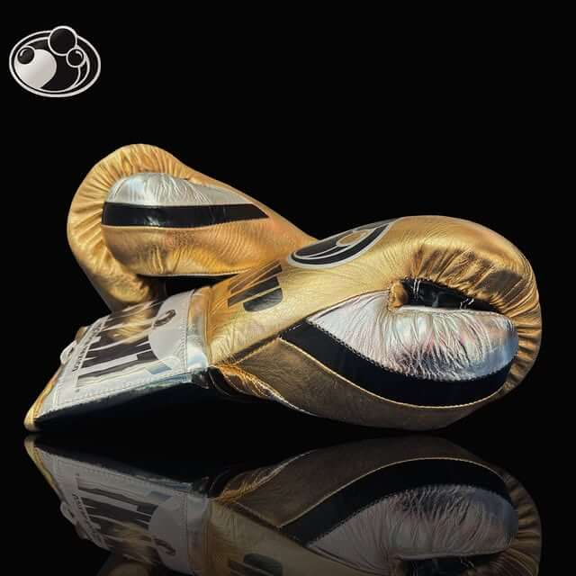 Grant Boxing Gloves in Gold/Black/Silver colorway - Professional Lace-Up training gloves
