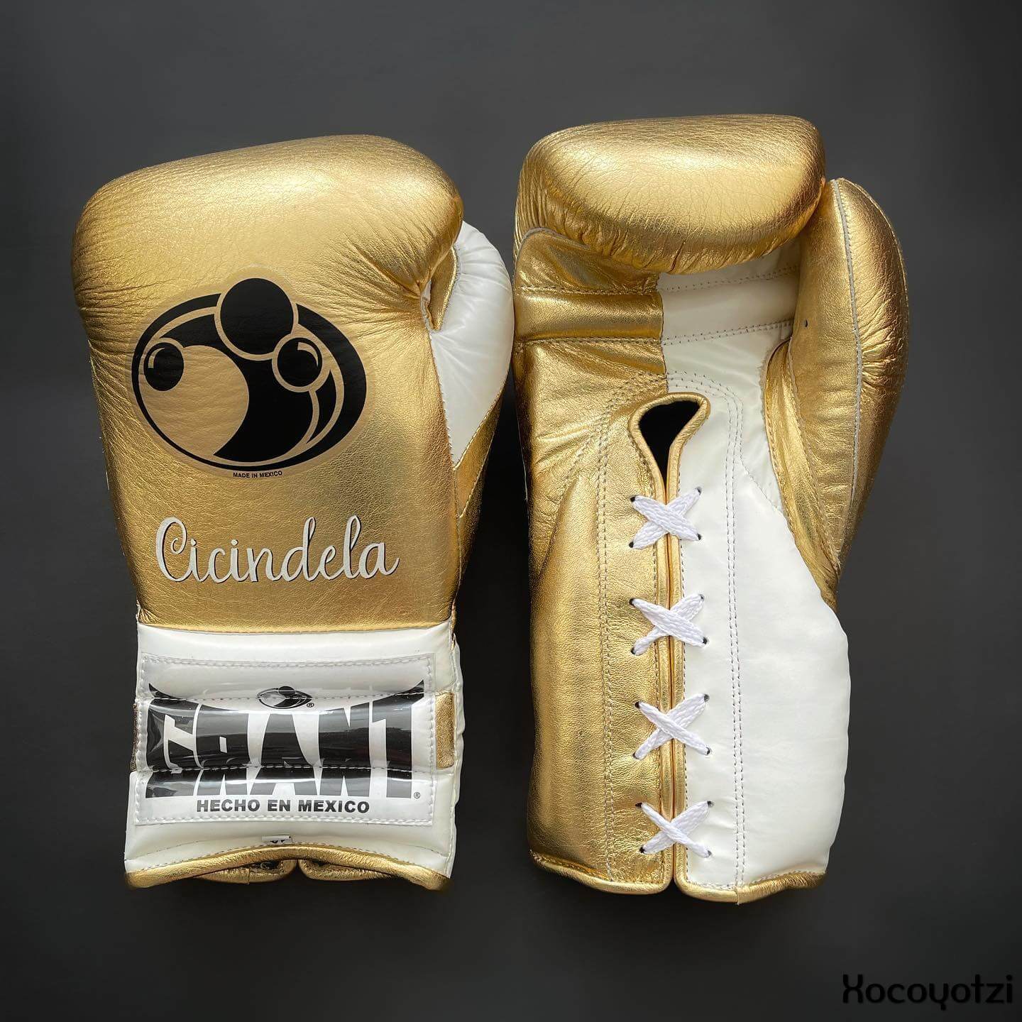 Grant Boxing Gloves in Gold/White colorway - Professional Lace-Up training gloves