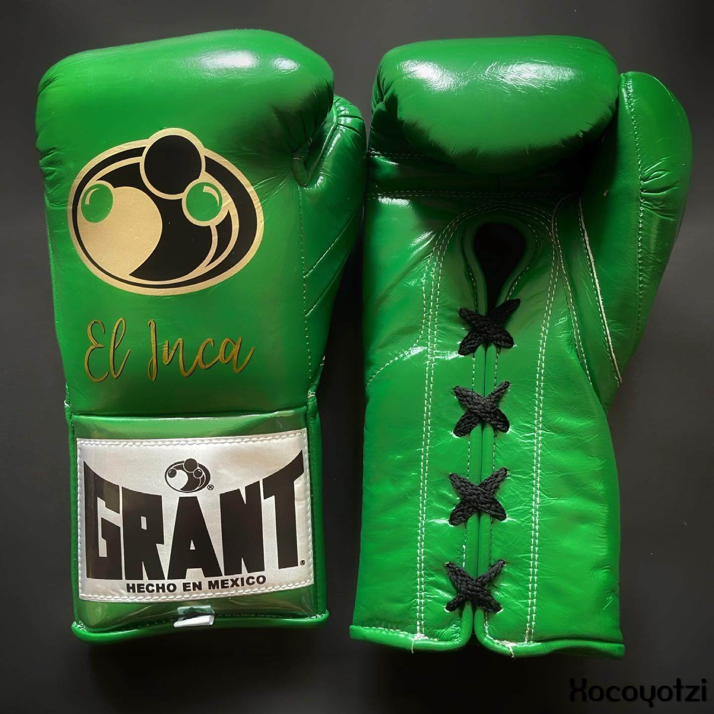 Grant Boxing Gloves in Green colorway - Professional Lace-Up training gloves