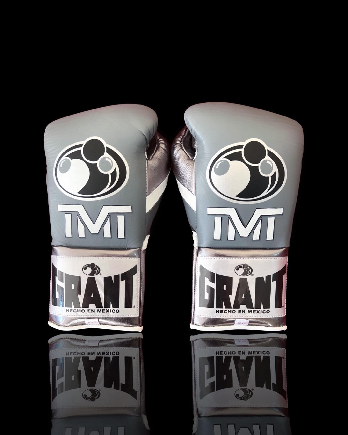 Grant Boxing Gloves in Grey/Silver colorway - Professional Lace-Up training gloves