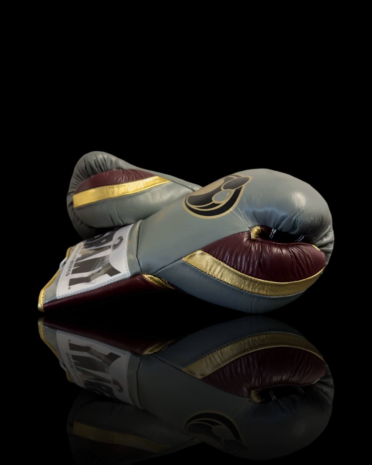 Grant Boxing Gloves in Grey/Brown/Gold colorway - Professional Lace-Up training gloves