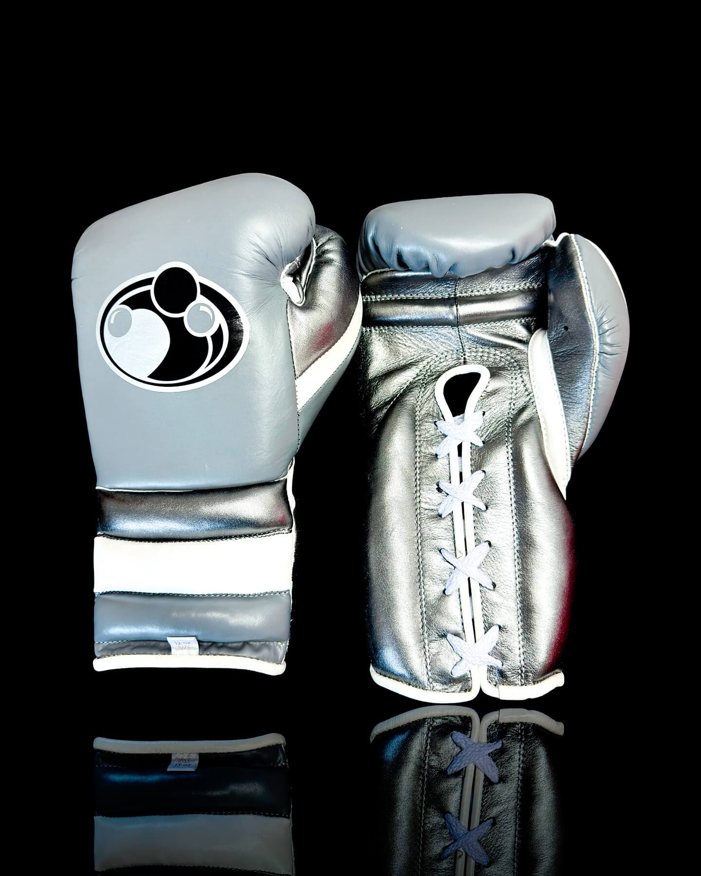 Grant Boxing Gloves in Grey/White colorway - Professional Lace-Up training gloves