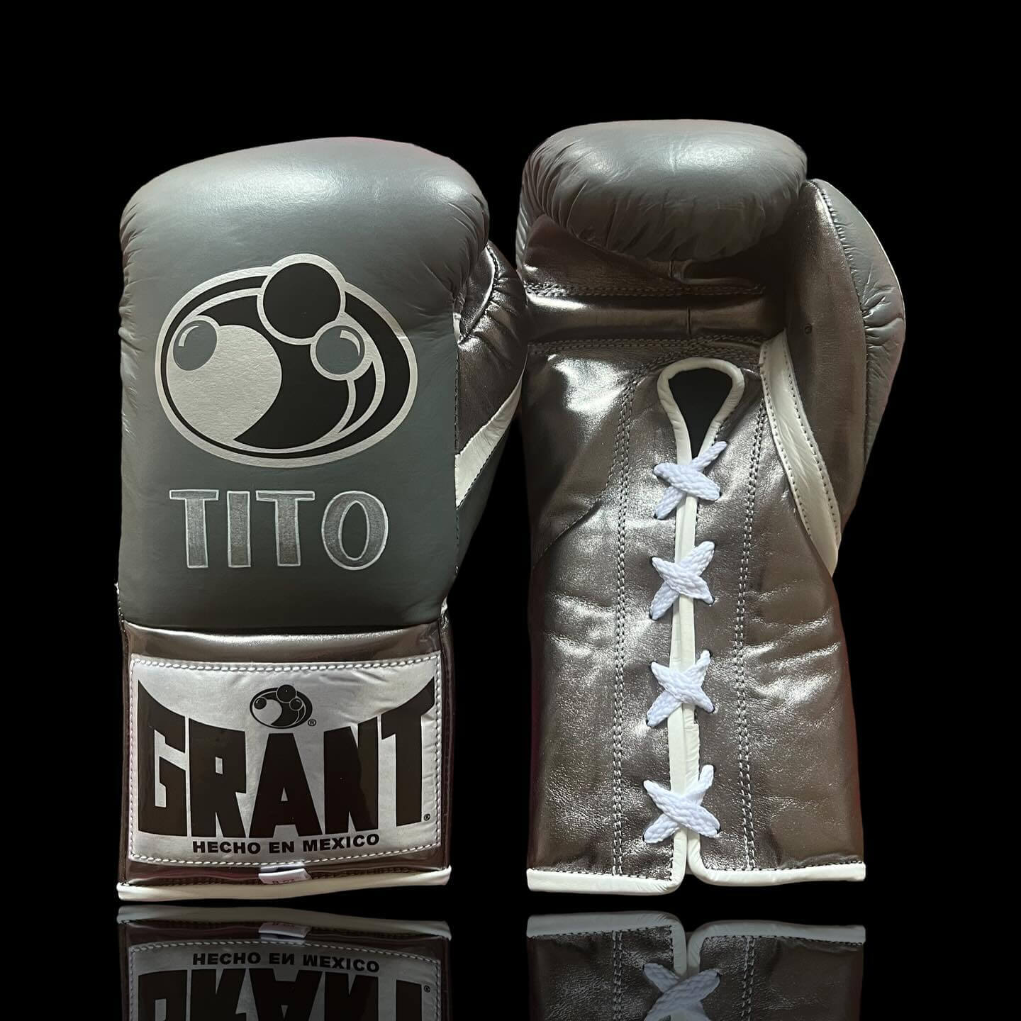 Grant Boxing Gloves in Grey/Slate-Grey colorway - Professional Lace-Up training gloves