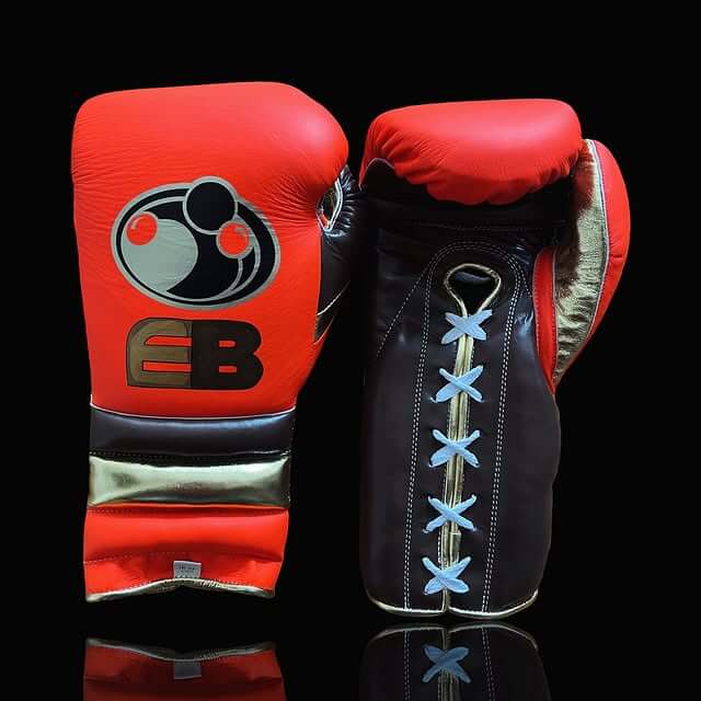 Grant Boxing Gloves in Orange/Purple/Gold colorway - Professional Lace-Up training gloves