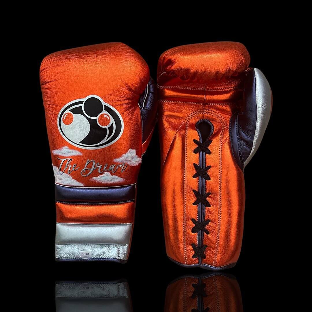 Grant Boxing Gloves in Orange/Grey/Silver colorway - Professional Lace-Up training gloves