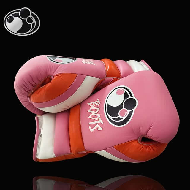 Grant Boxing Gloves in Pink/Orange/White colorway - Professional Lace-Up training gloves