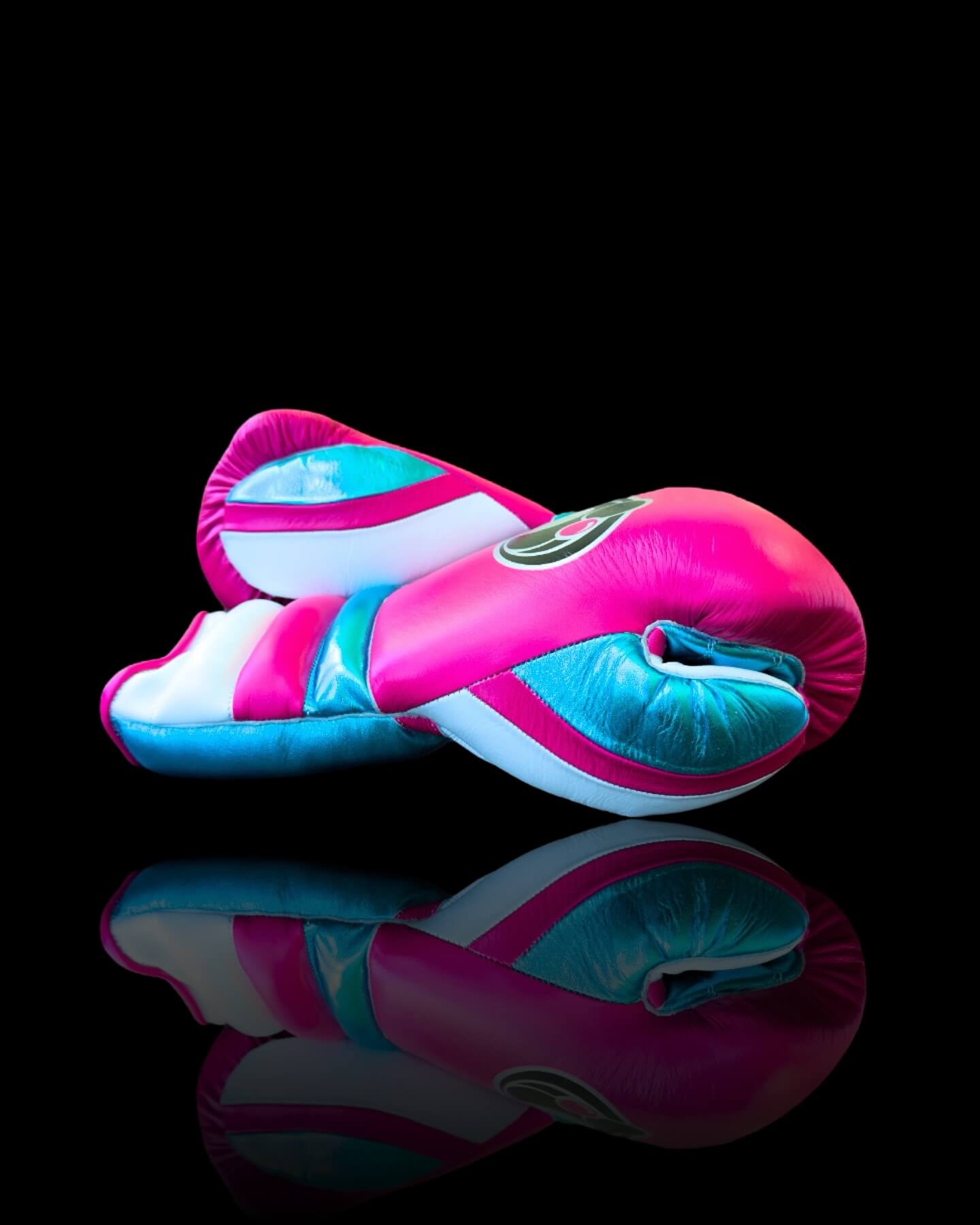 Grant Boxing Gloves in Pink/Blue/Silver colorway - Professional Lace-Up training gloves