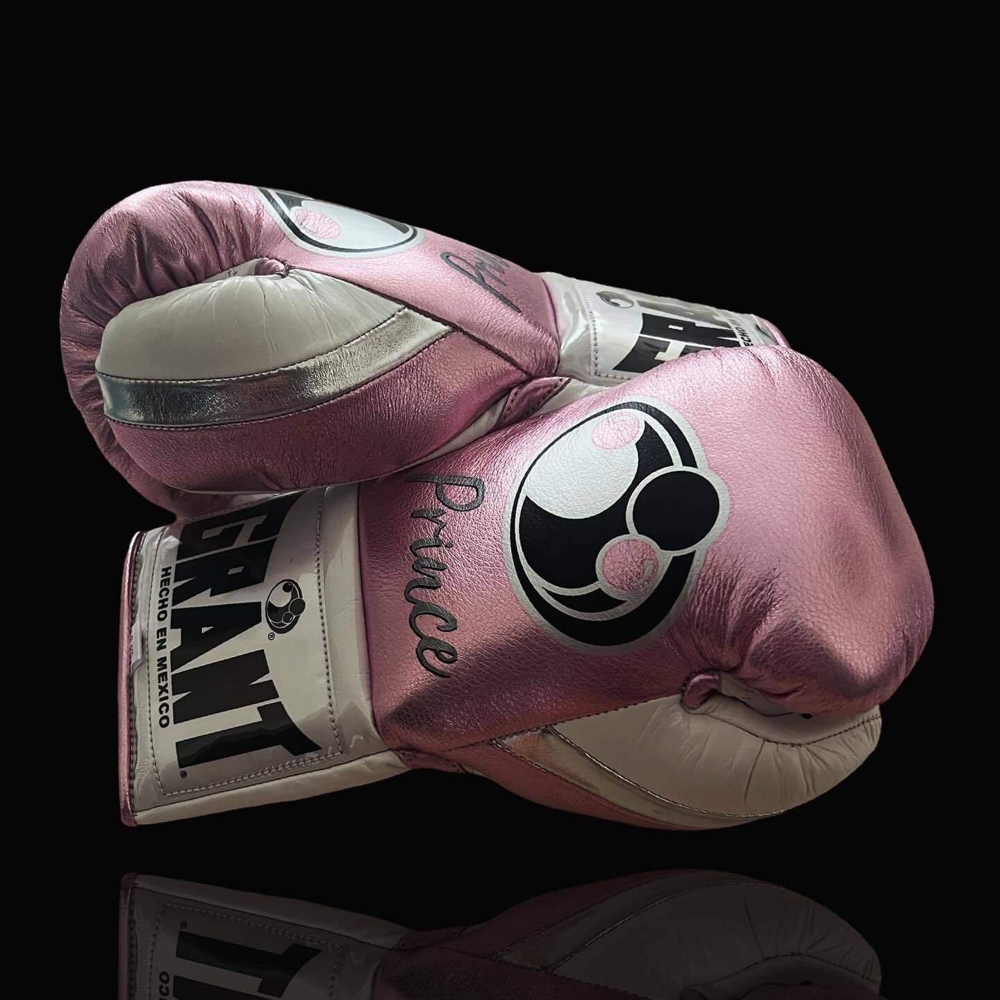 Grant Boxing Gloves in Pink/White colorway - Professional Lace-Up training gloves