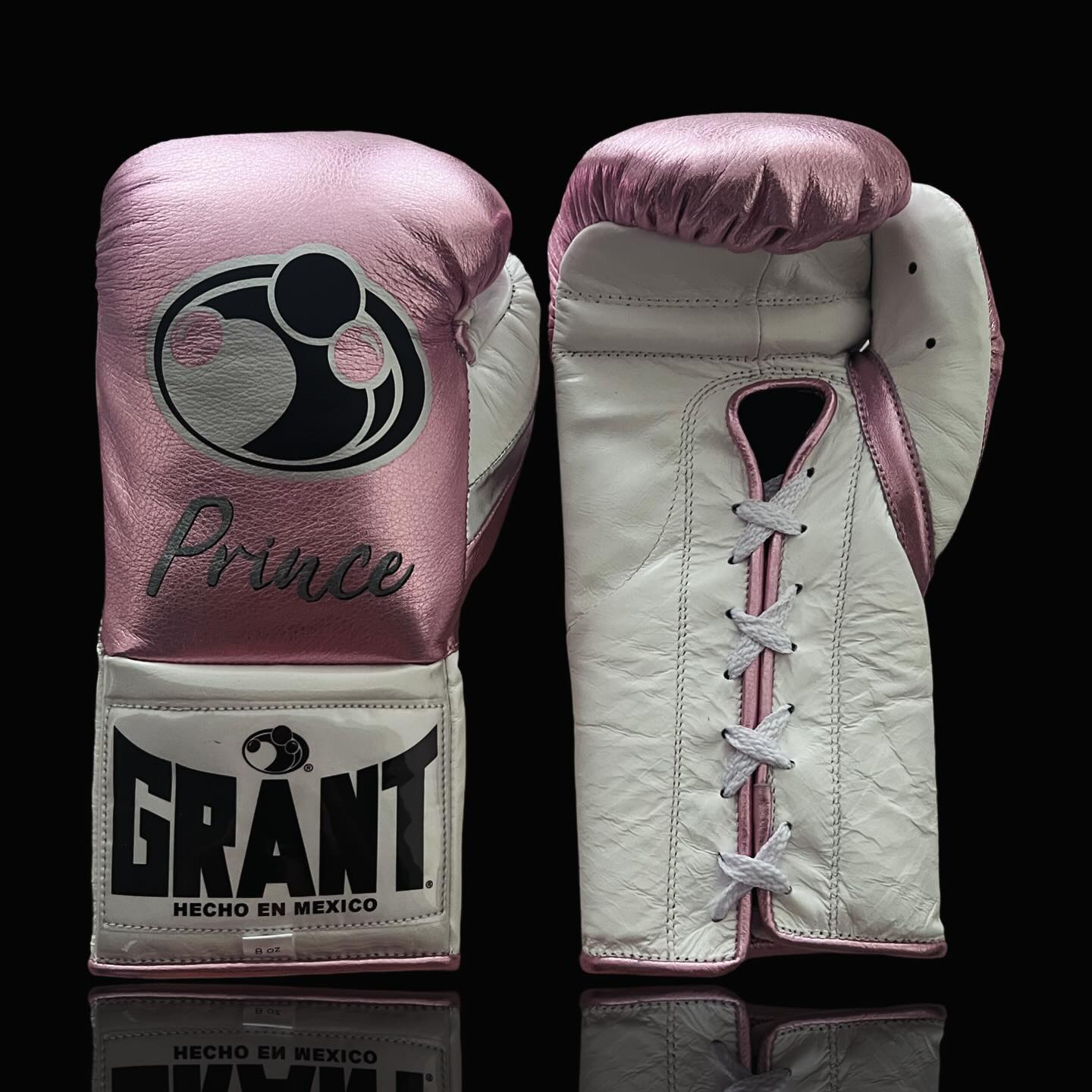 Grant Boxing Gloves in Pink/White colorway - Professional Lace-Up training gloves