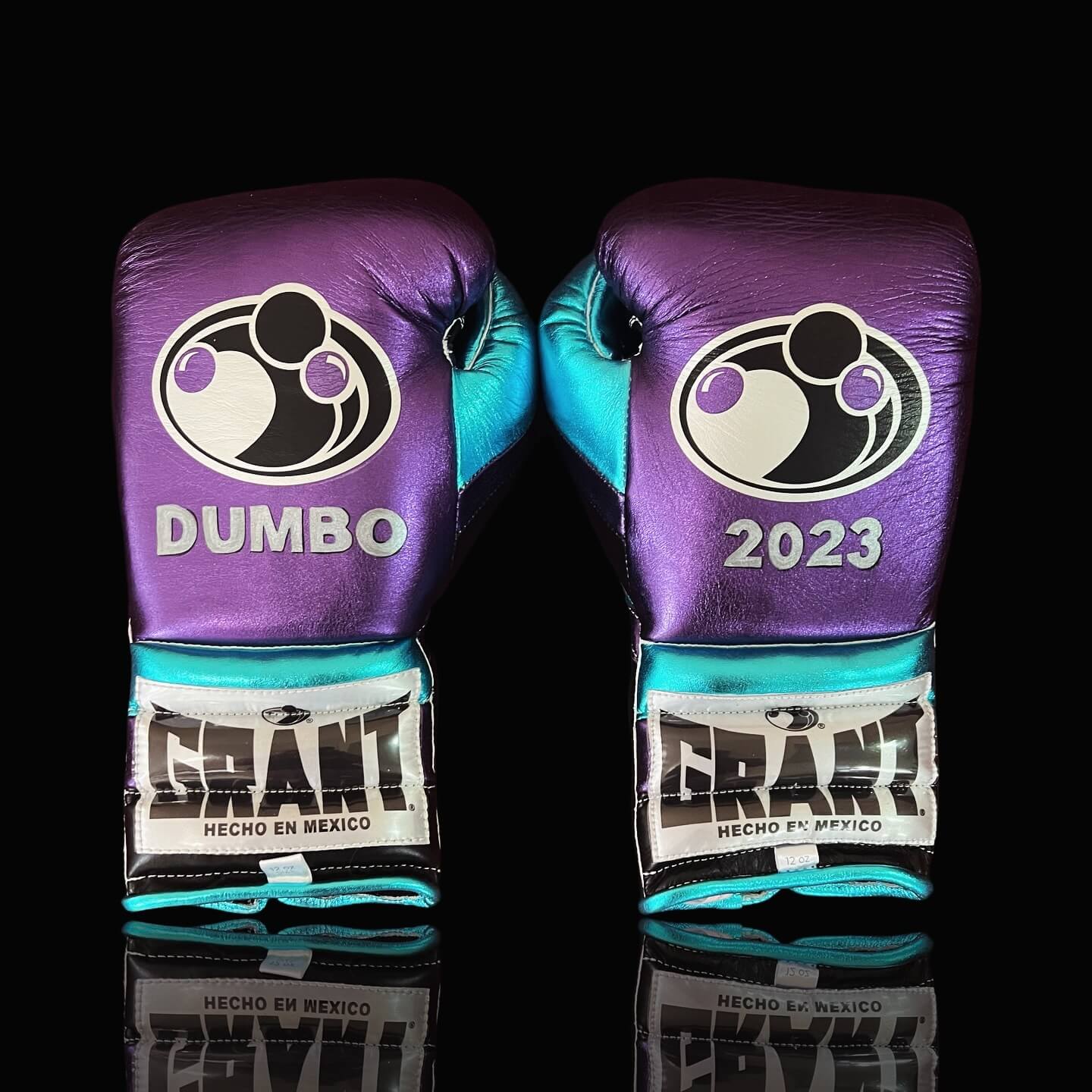 Grant Boxing Gloves in Purple/Black/Blue colorway - Professional Lace-Up training gloves