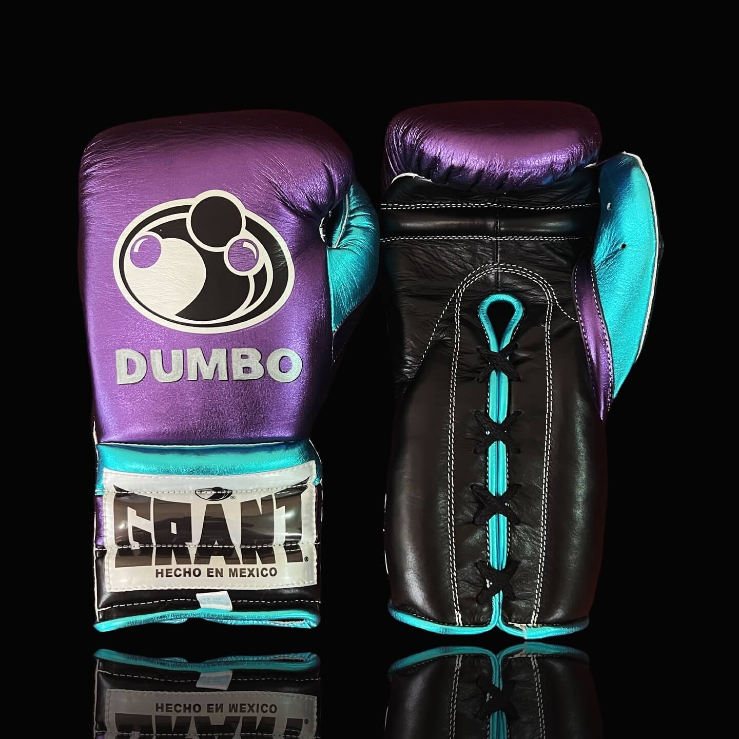 Grant Boxing Gloves in Purple/Black/Blue colorway - Professional Lace-Up training gloves